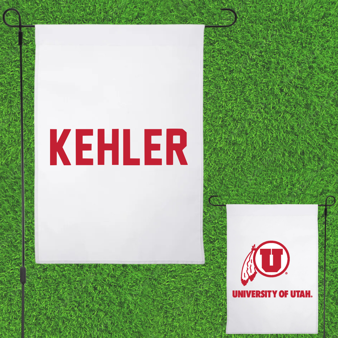 University of Utah Swimming & Diving White Garden Flag - Jackson Kehler