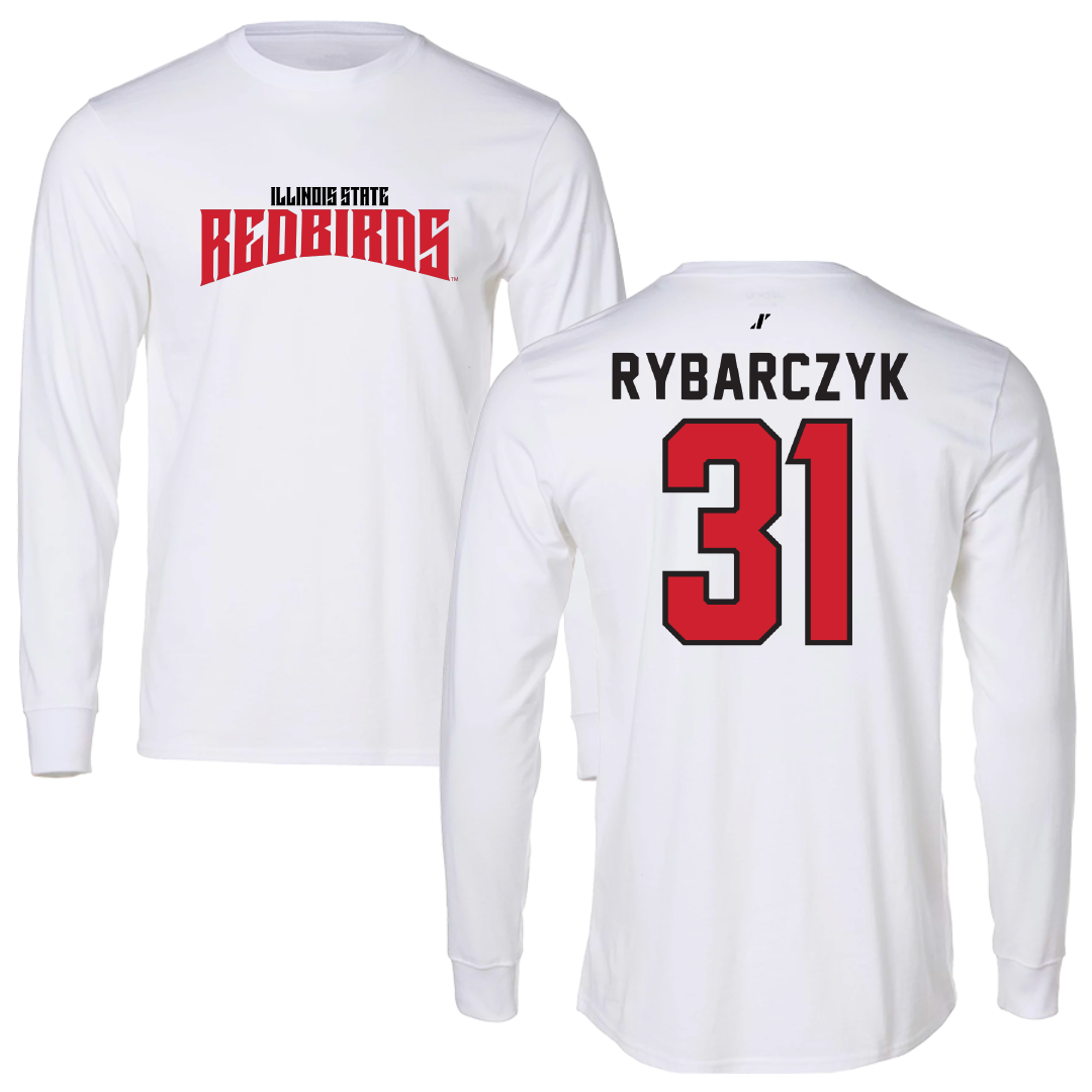 Illinois State University Baseball White Classic Performance Long Sleeve - #31 Trez Rybarczyk
