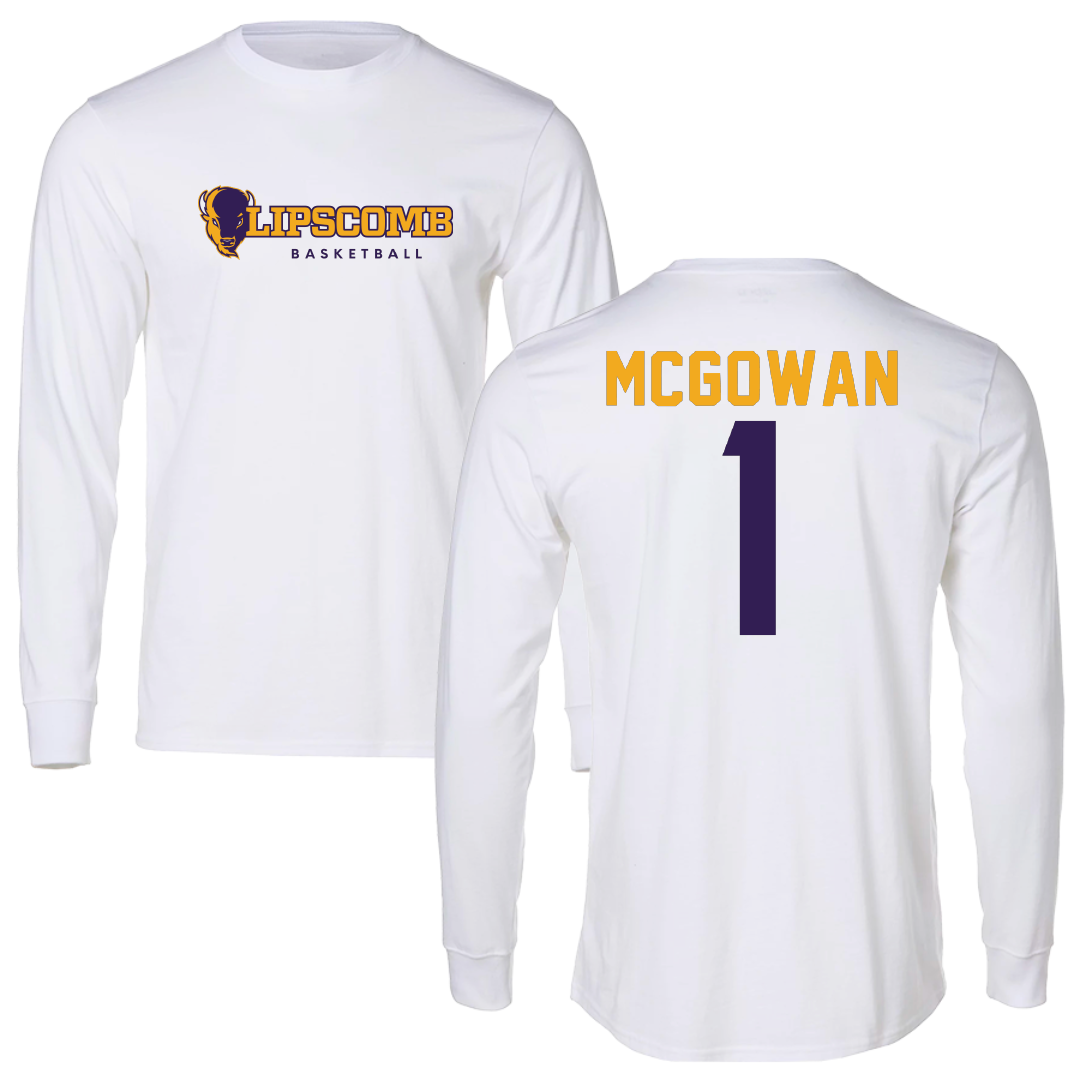 Lipscomb University Basketball White Performance Long Sleeve - #1 Claira McGowan