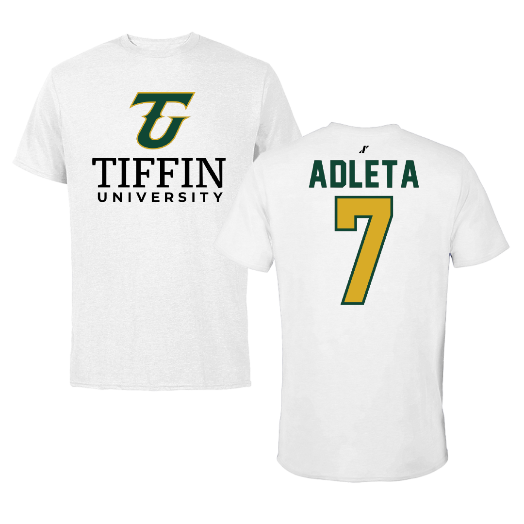 Tiffin University Soccer White Tee - #7 Jenna Adleta