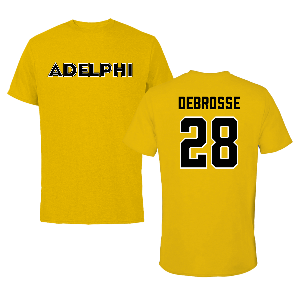 Adelphi University Soccer Gold Performance Tee - #28 Richard DeBrosse