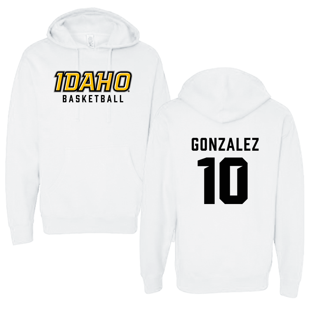 University of Idaho Basketball White Idaho Hoodie - #10 Kristian Gonzalez