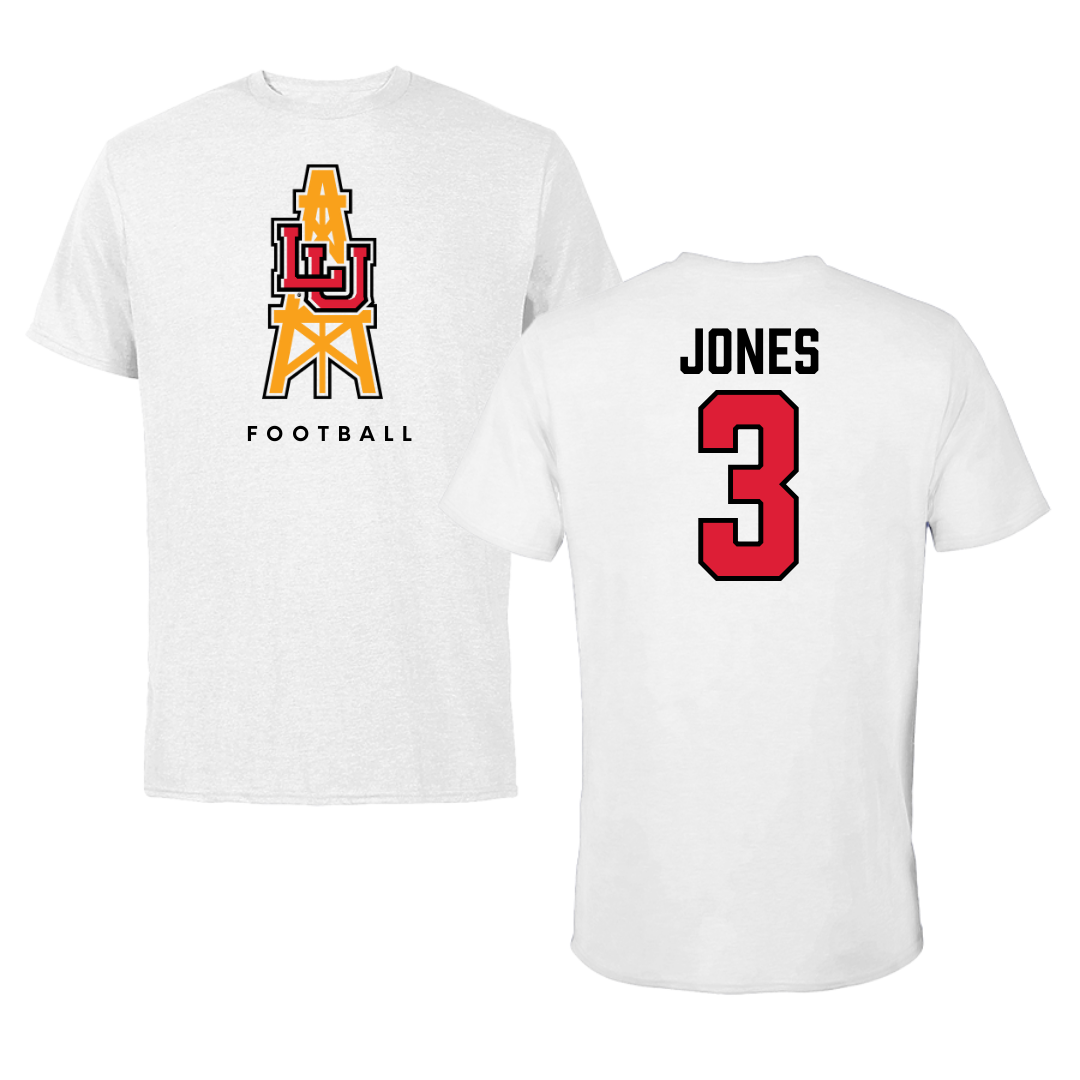 Lamar University Football White Performance Tee - #3 Izaha Jones