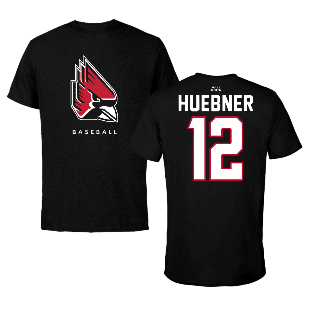Ball State University Baseball Black Tee - #12 Brayden Huebner