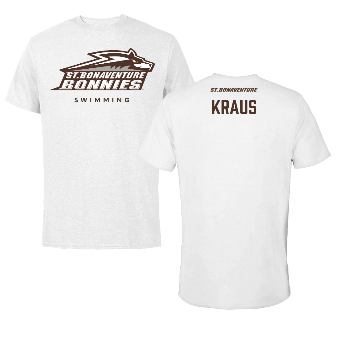 St. Bonaventure University Swimming & Diving White Performance Tee - Ellie Kraus