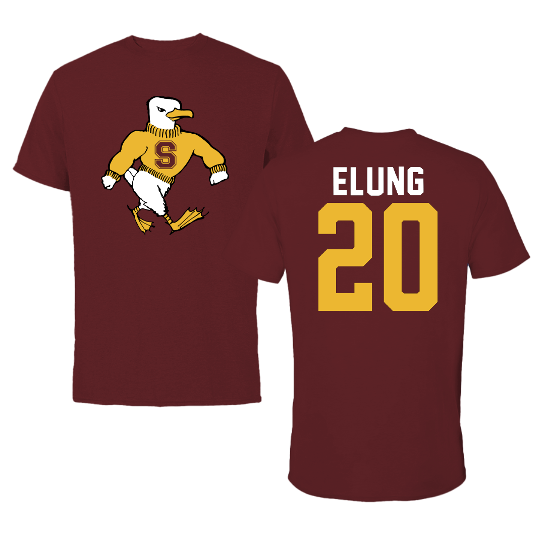 Salisbury University Basketball Maroon Sea Gull Performance Tee - #20 Leon Elung
