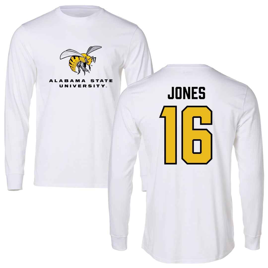 Alabama State University Volleyball White Block Long Sleeve - #16 Essence Jones