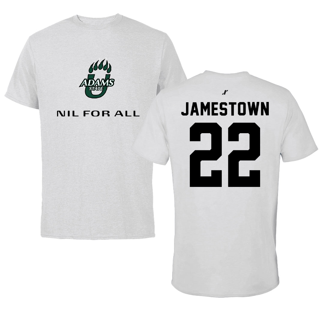 Adams State University Basketball Light Gray NIL for ALL Tee - #22 Tajaun Jamestown