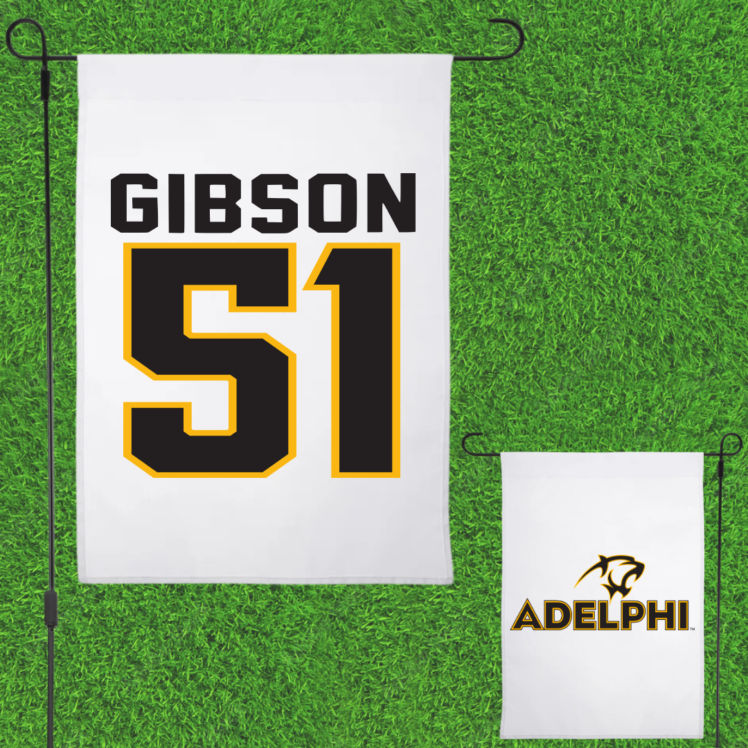 Adelphi University Lacrosse White Garden Flag - #51 Noah Gibson