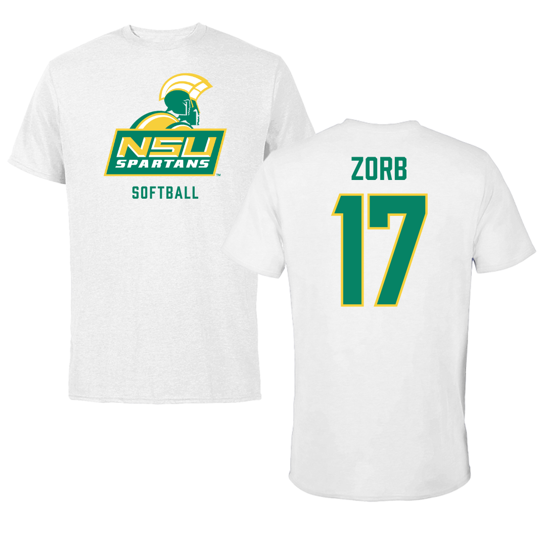 Norfolk State University Softball White Performance Tee - #17 Lisa Zorb