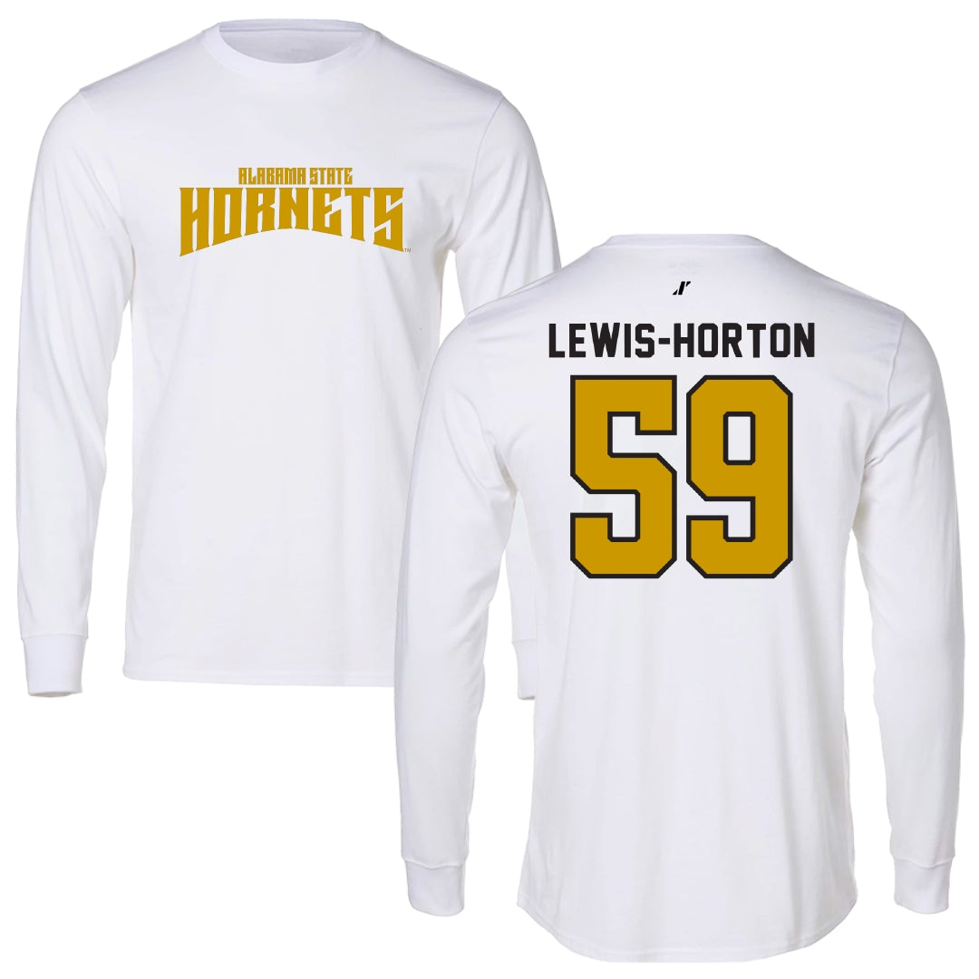 Alabama State University Football White Classic Performance Long Sleeve - #59 Jaland Lewis-Horton