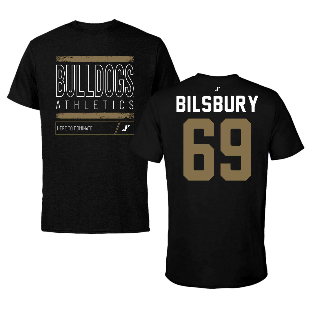 Bryant University Football Black Dominate Performance Tee - #69 Nick Bilsbury