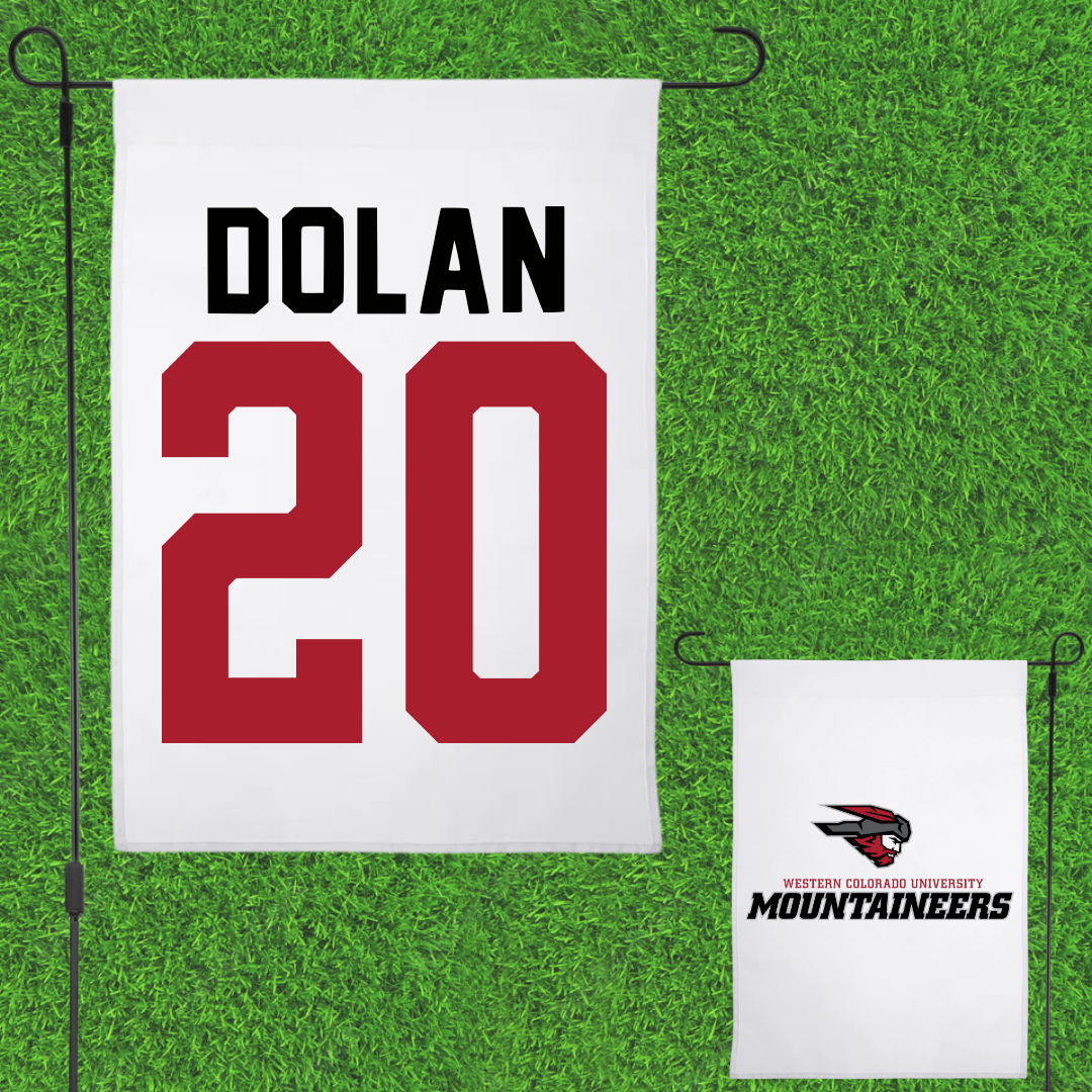 Western Colorado University Soccer White Garden Flag - #20 Elliott Dolan