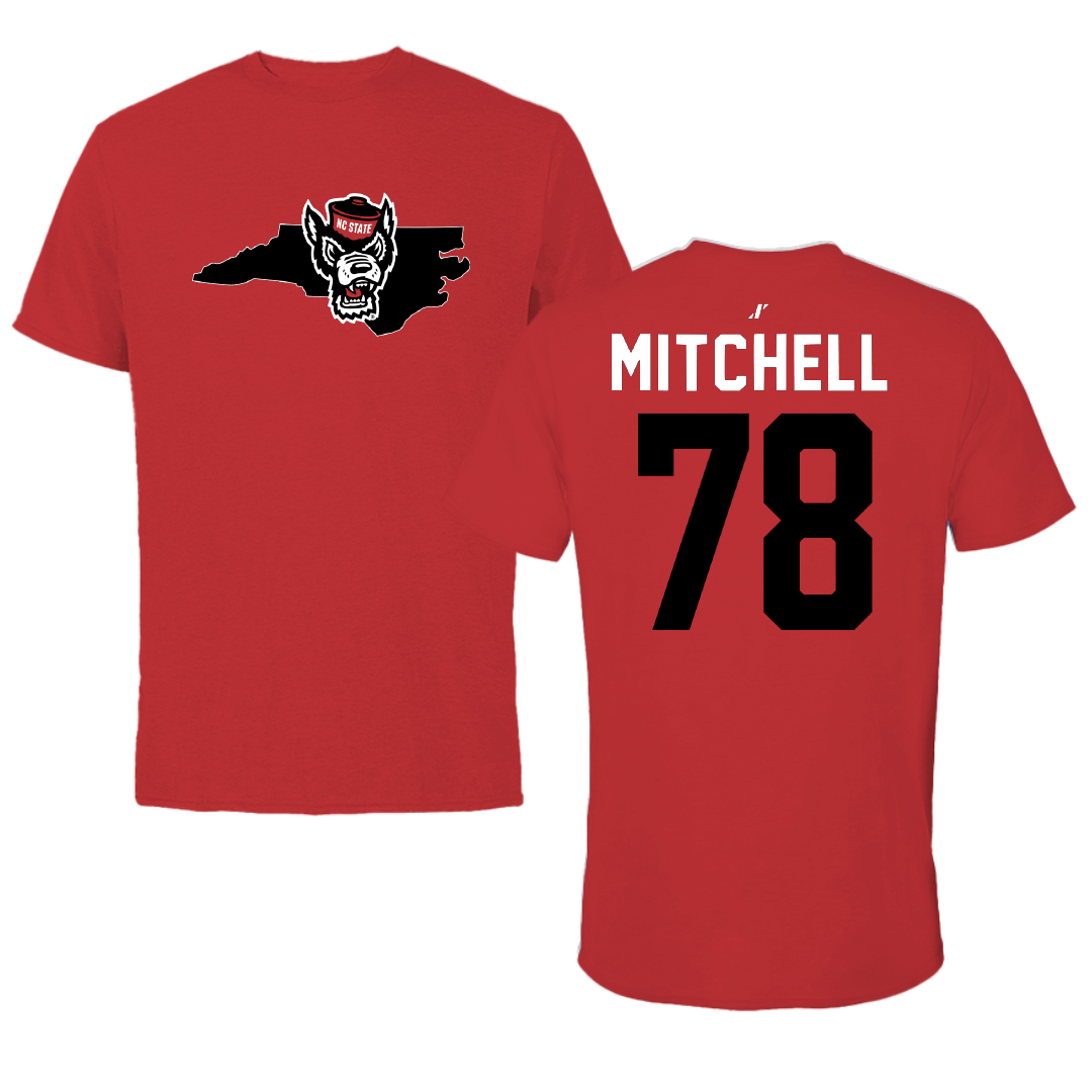 North Carolina State University Football Red State Tee - #78 Trenton  Mitchell