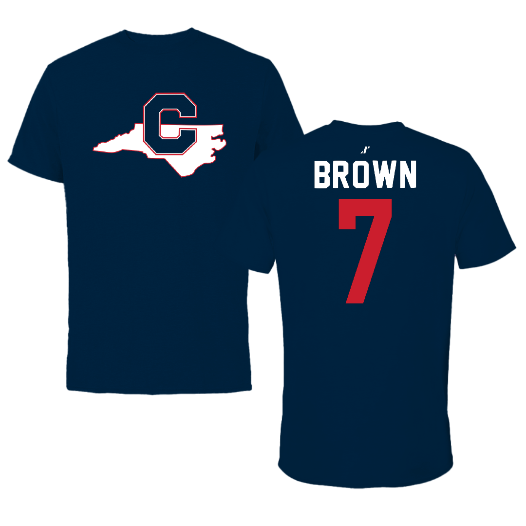 Catawba College Football Navy State Tee - #7 Preston Brown