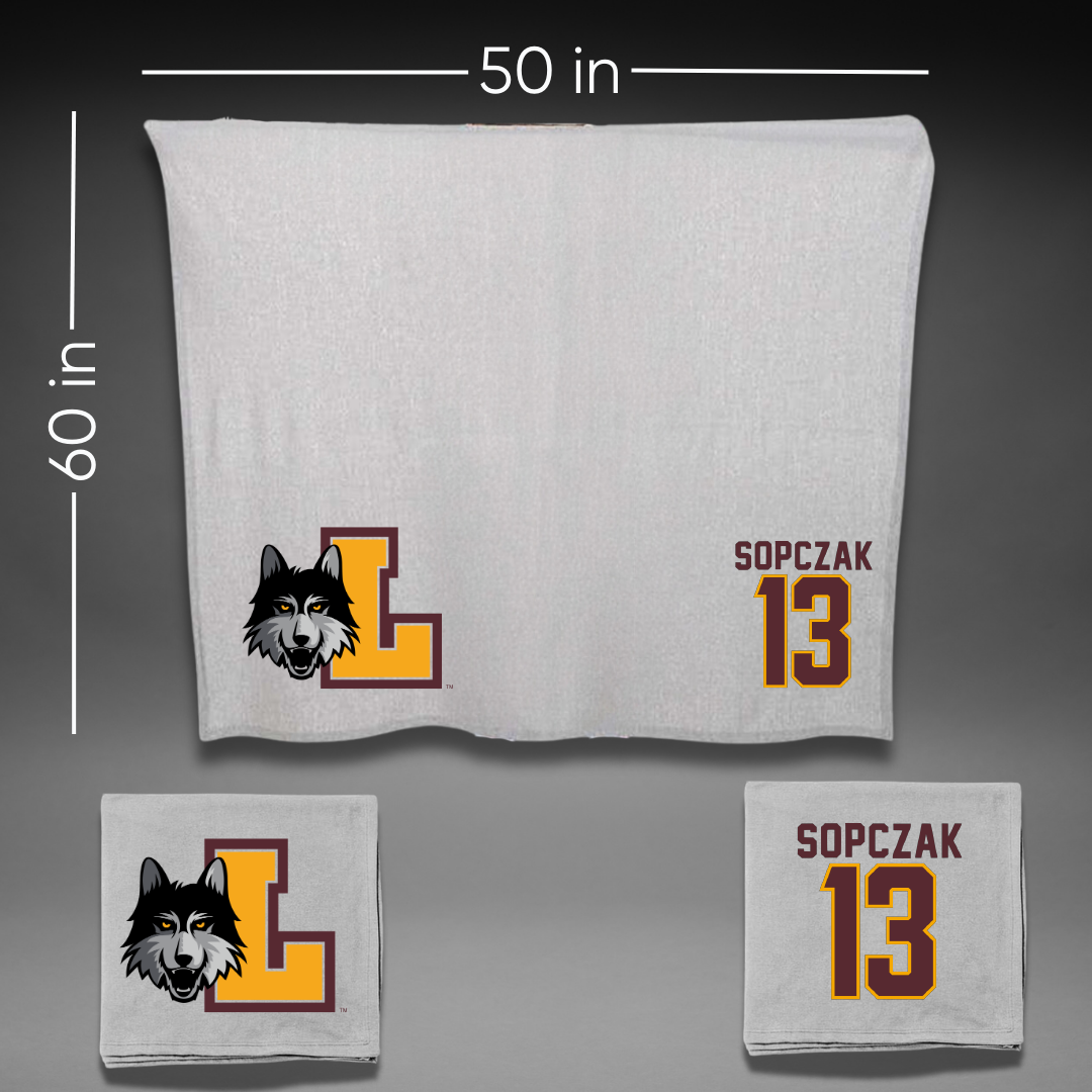 Loyola University-Chicago Softball Gray Blanket - #13 Teagan Sopczak