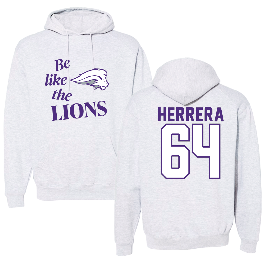 Nelson University Football Light Gray Be Like Us Hoodie - #64 Samuel Herrera