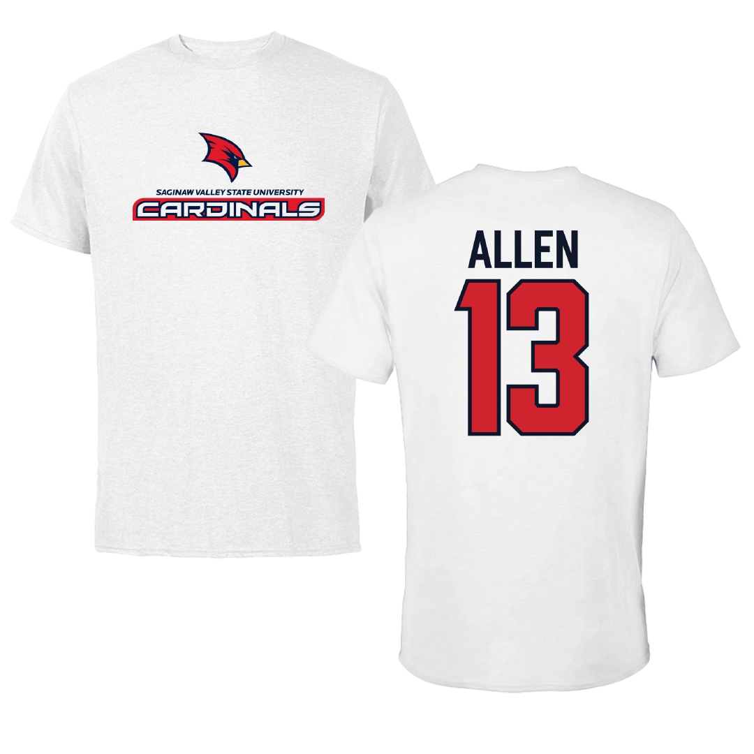 Saginaw Valley State University Soccer White Performance Tee - #13 Luke Allen