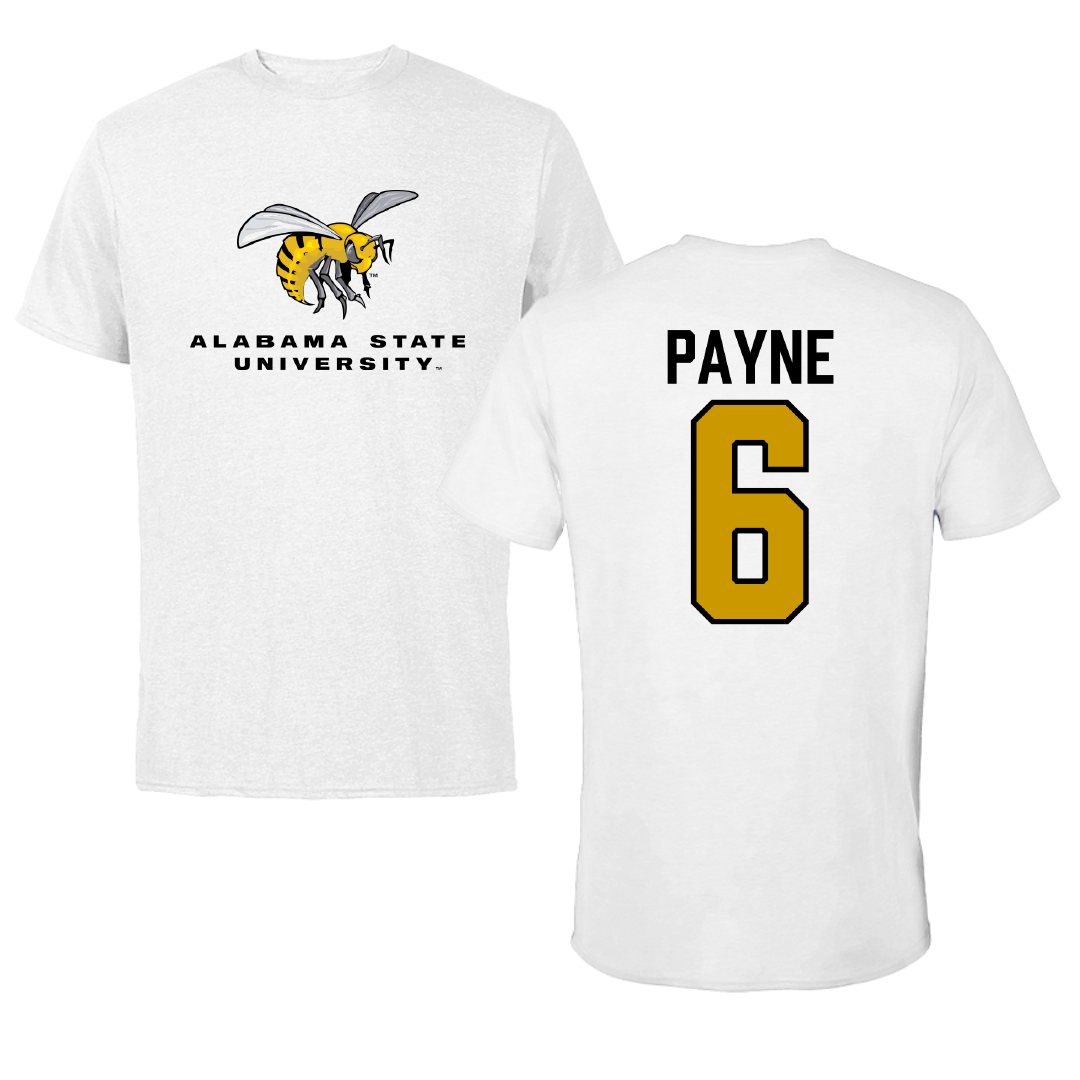 Alabama State University Volleyball White Performance Tee - #6 Bailee Payne