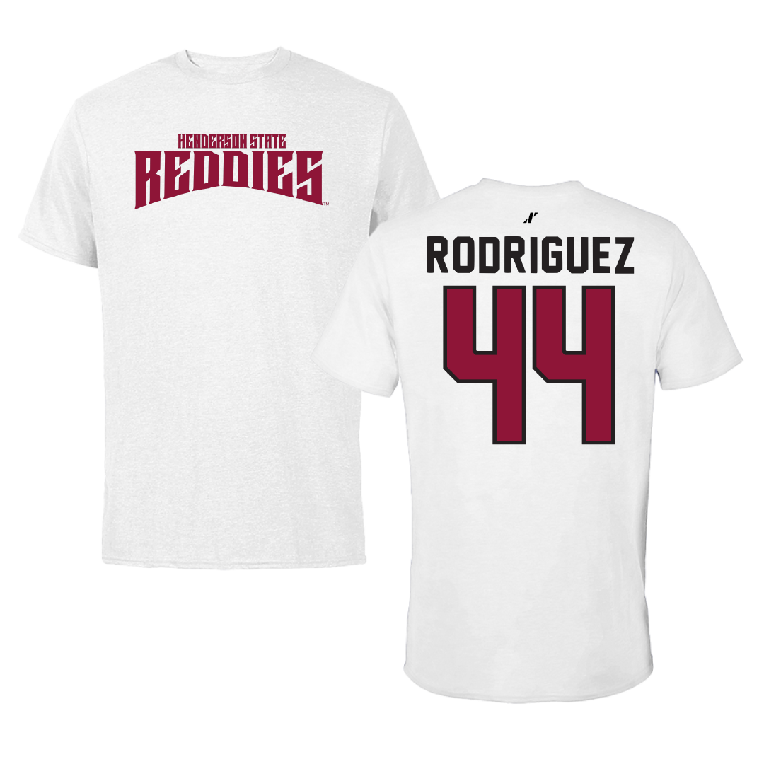 Henderson State University Baseball White Classic Tee - #44 Cole Rodriguez