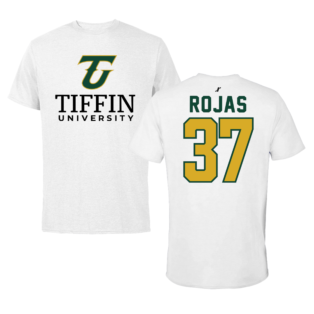Tiffin University Soccer White Performance Tee - #37 Alejandro Rojas