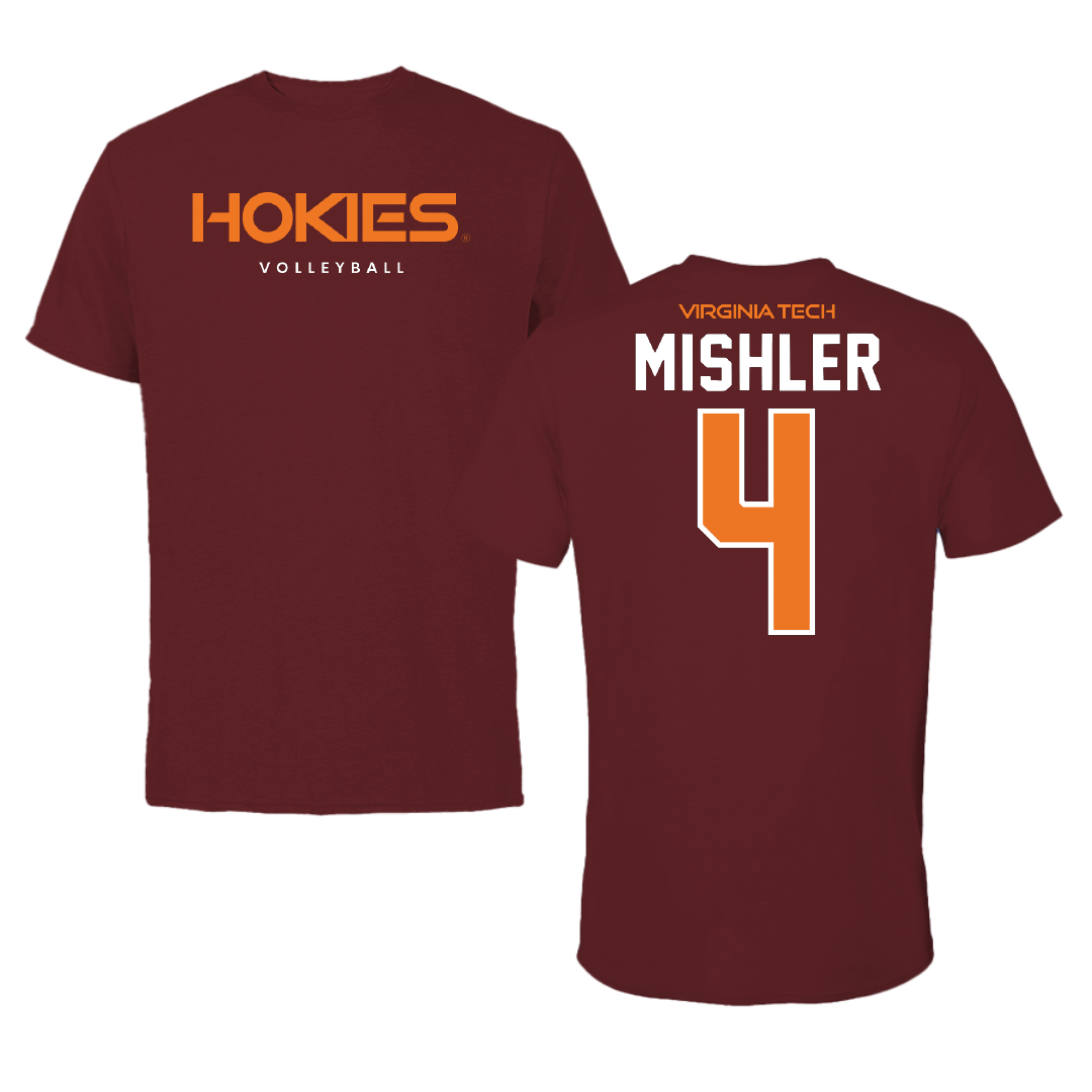 Virginia Tech Volleyball Maroon Performance Tee - #4 Izzy Mishler