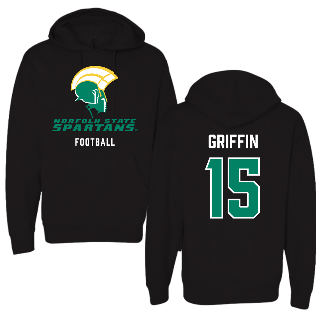 Norfolk State University Football Black Hoodie - #15 Jordan Griffin