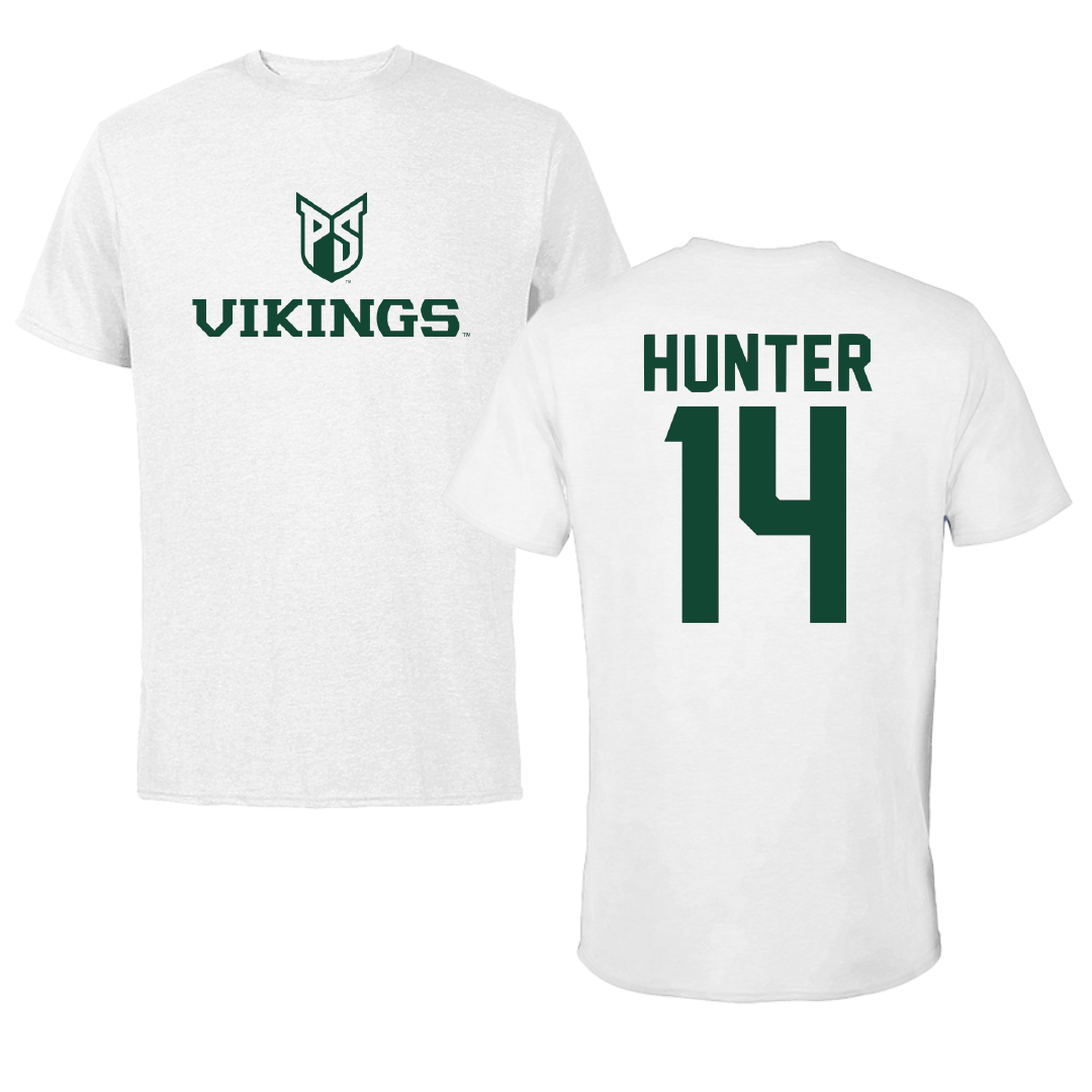 Portland State University Volleyball White Performance Tee - #14 Taylor Hunter