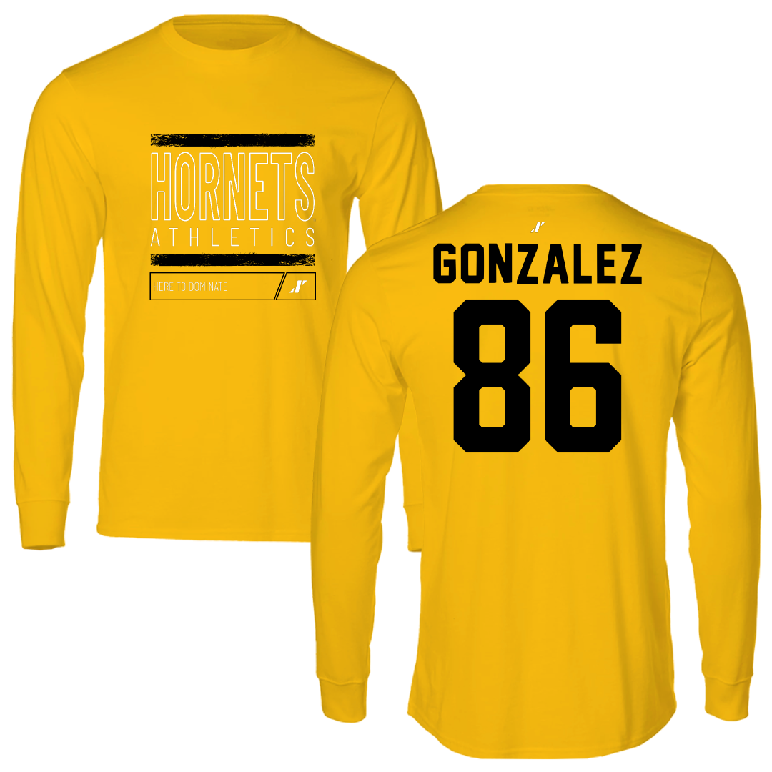 Alabama State University Football Gold Dominate Performance Long Sleeve - #86 Drake Gonzalez