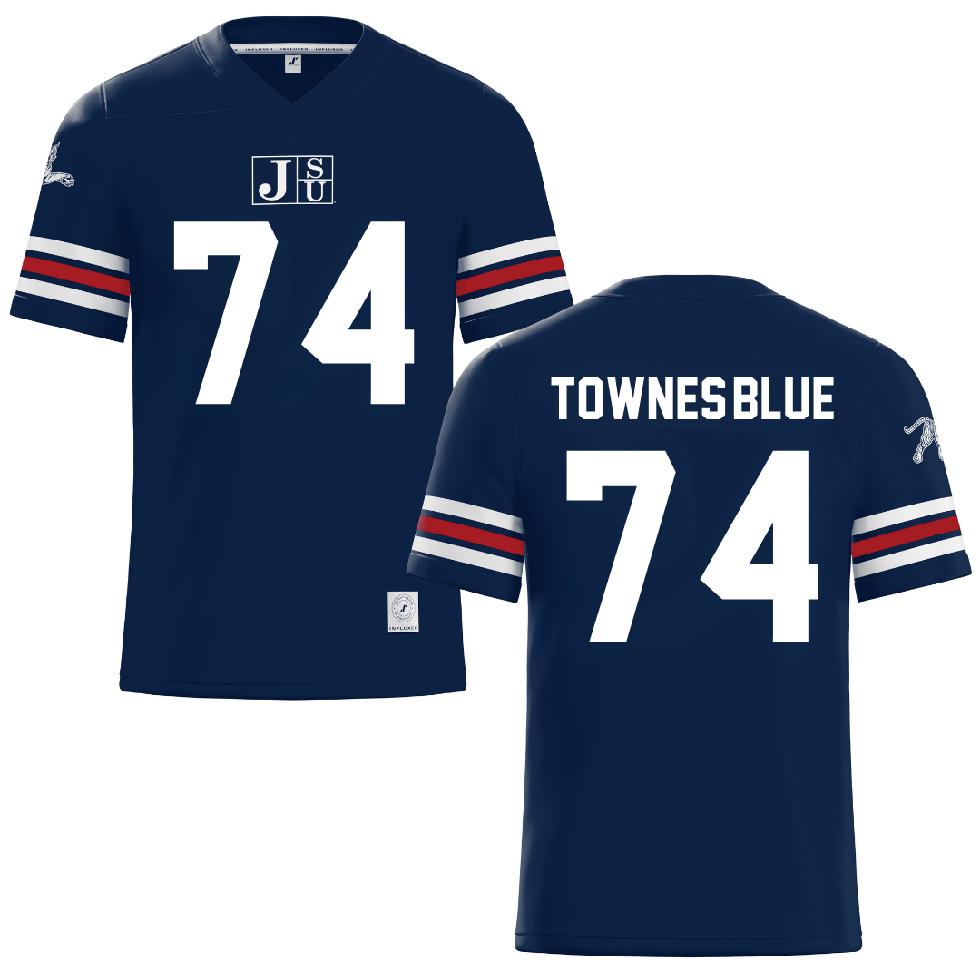 Jackson State University Navy Football Jersey - #74 D’Andre Townes-Blue