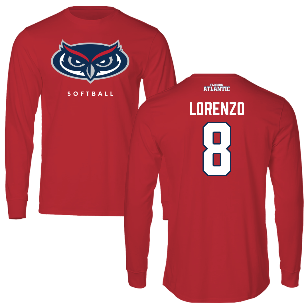 Florida Atlantic University Softball Red Performance Long Sleeve - #8 Brooklyn Lorenzo