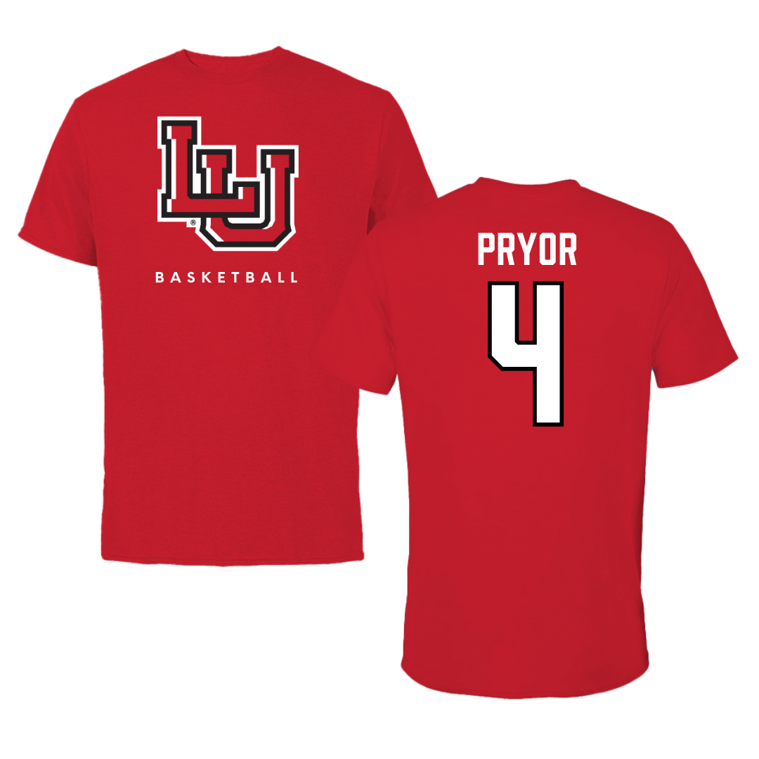 Lamar University Basketball Red Performance Tee - #4 Chris Pryor