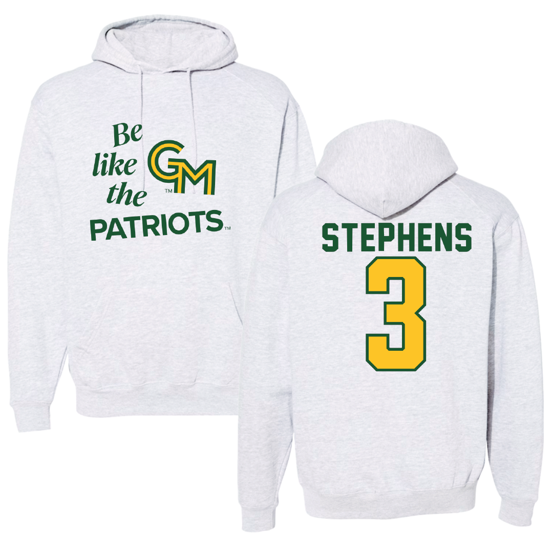 George Mason University Soccer Light Gray Be Like Us Hoodie - #3 Levi Stephens