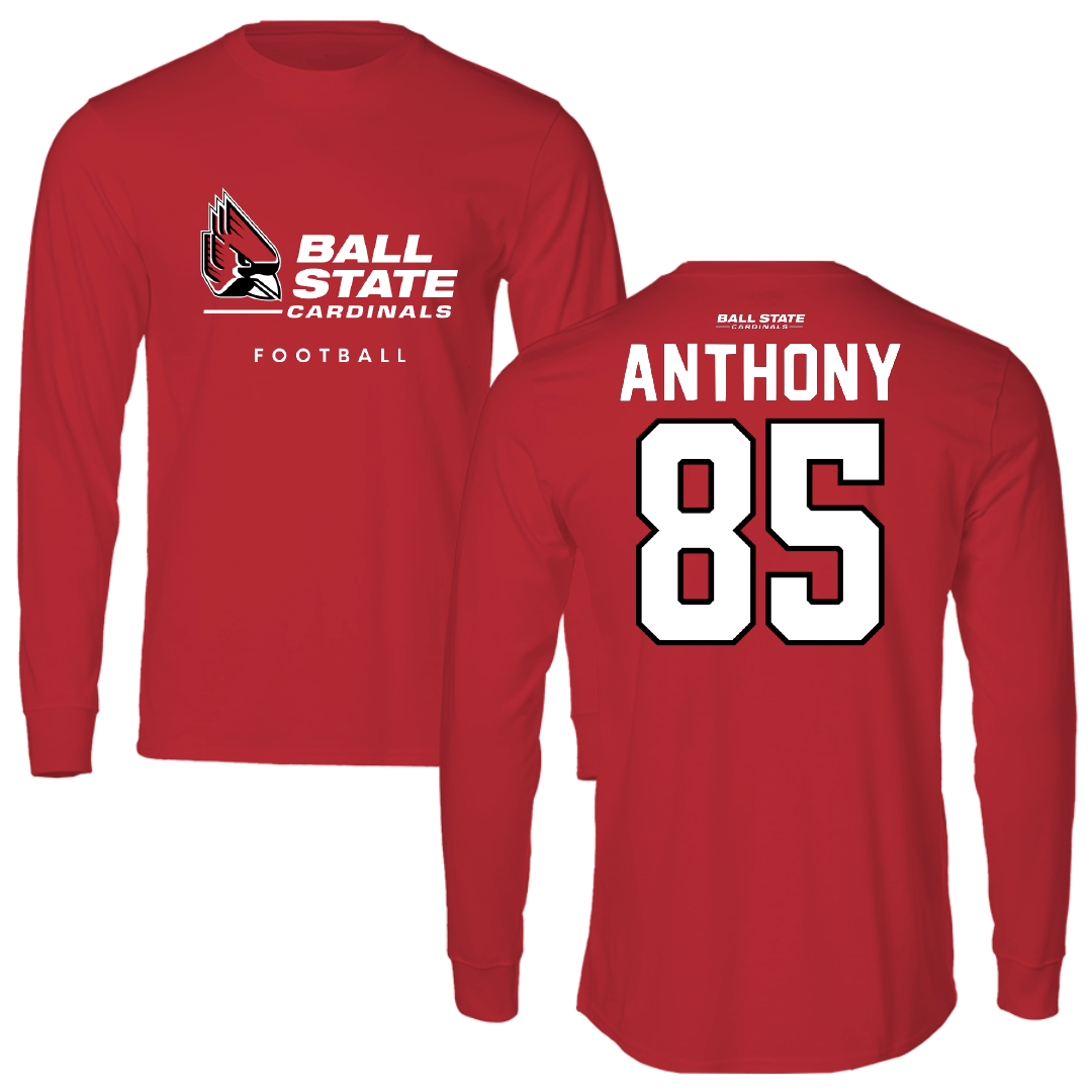 Ball State University Football Red Performance Long Sleeve - #85 Kameron Anthony