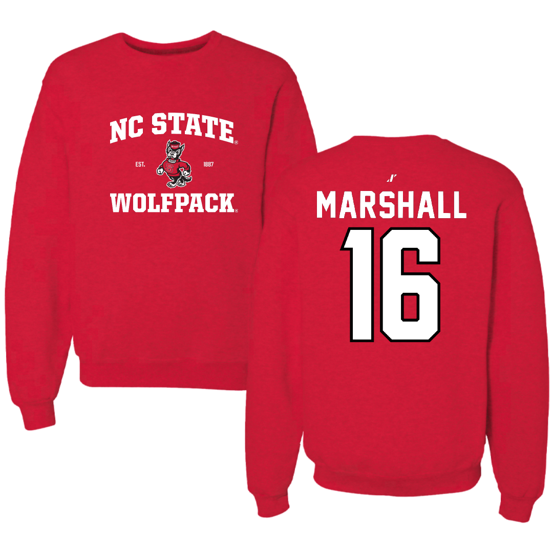 North Carolina State University Football Red General Crewneck - #16 Devon Marshall