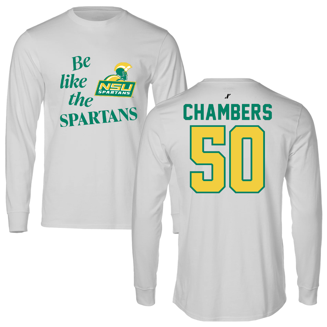 Norfolk State University Basketball Light Gray Be Like Us Performance Long Sleeve - #50 Nyzaiah Chambers