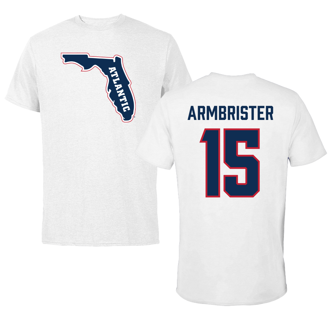 Florida Atlantic University Basketball White Tee - #15 Kayana Armbrister