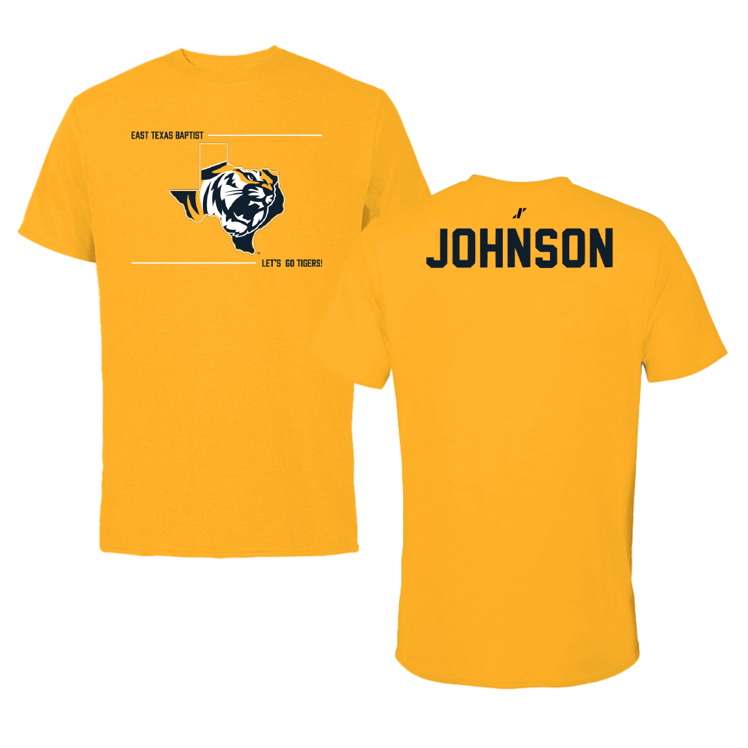 East Texas Baptist University Golf Gold General Performance Tee - Haylee Johnson
