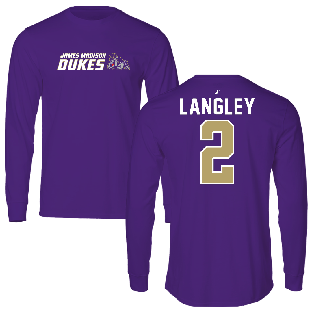 James Madison University Baseball Purple General Long Sleeve - #2 Kyle Langley
