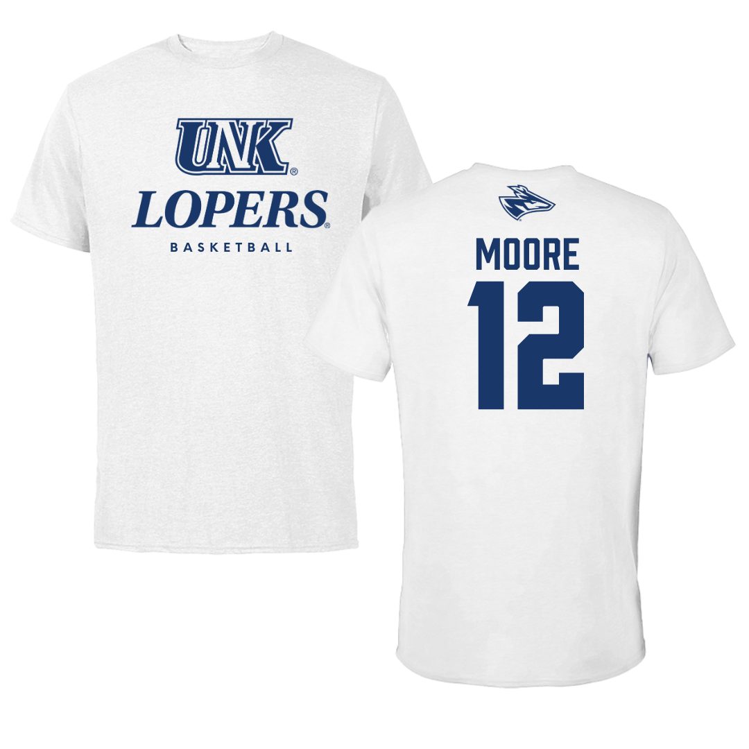 University of Nebraska at Kearney Basketball White Performance Tee - #12 Samantha Moore