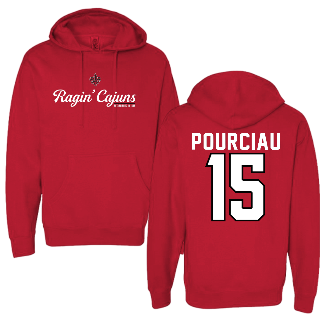 University of Louisiana at Lafayette Baseball Red General Hoodie - #15 Clayton Pourciau
