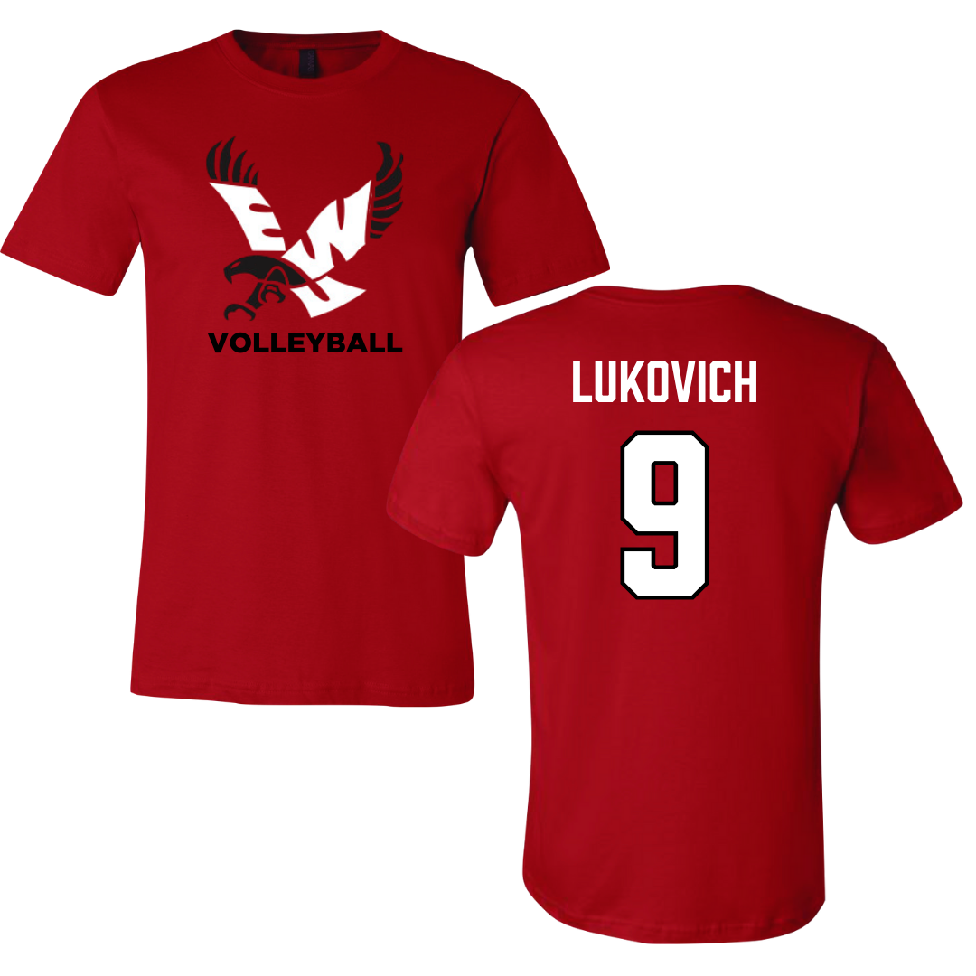 Eastern Washington University Volleyball Red Performance Tee - #9 Kalista Lukovich