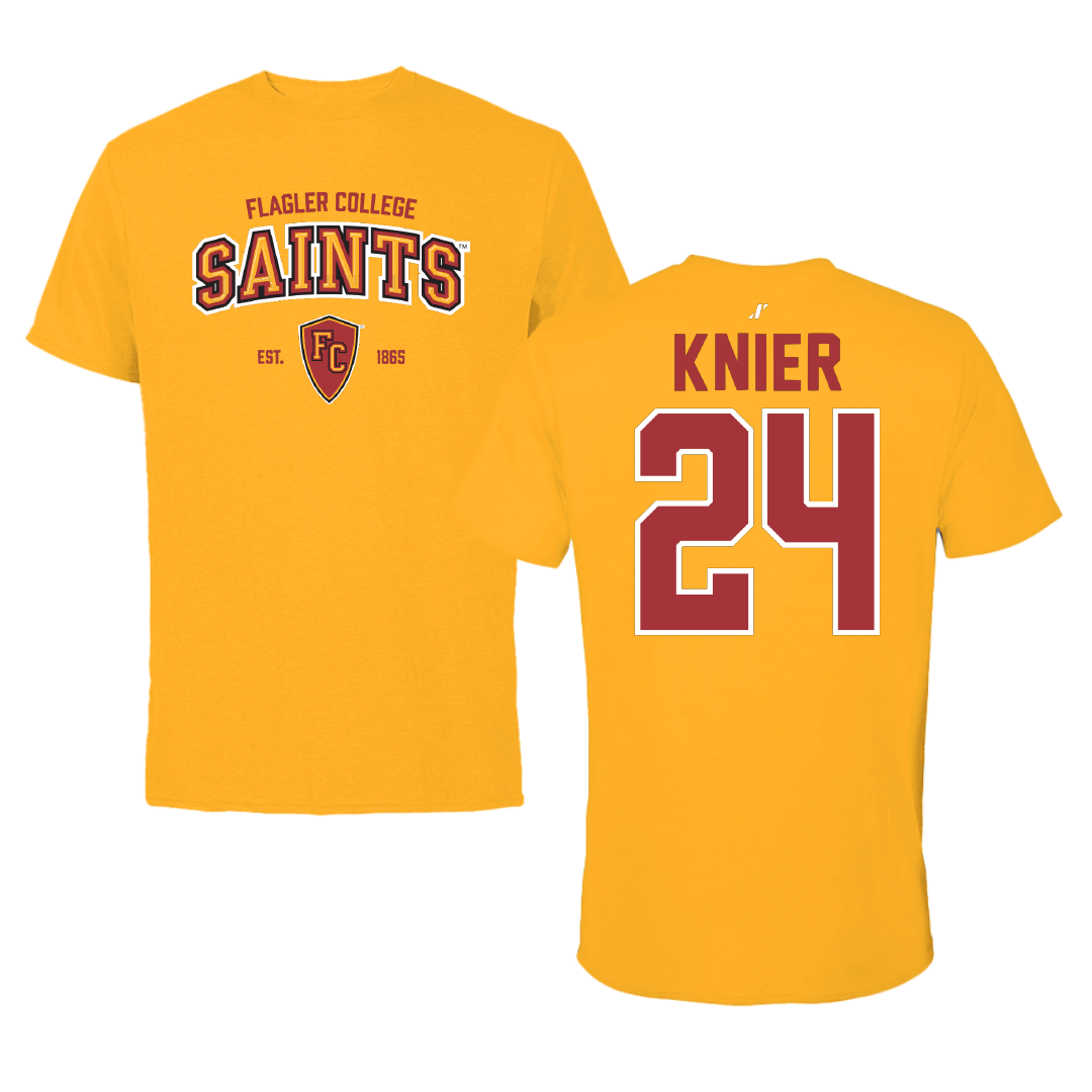 Flagler College Softball Gold General Performance Tee - #24 Kyla Knier