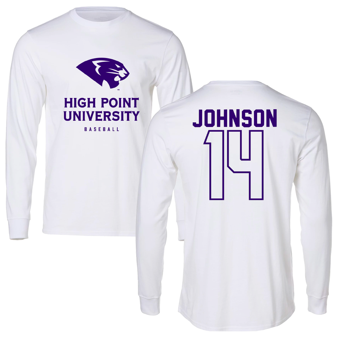 High Point University Baseball White Performance Long Sleeve - #14 Landen Johnson