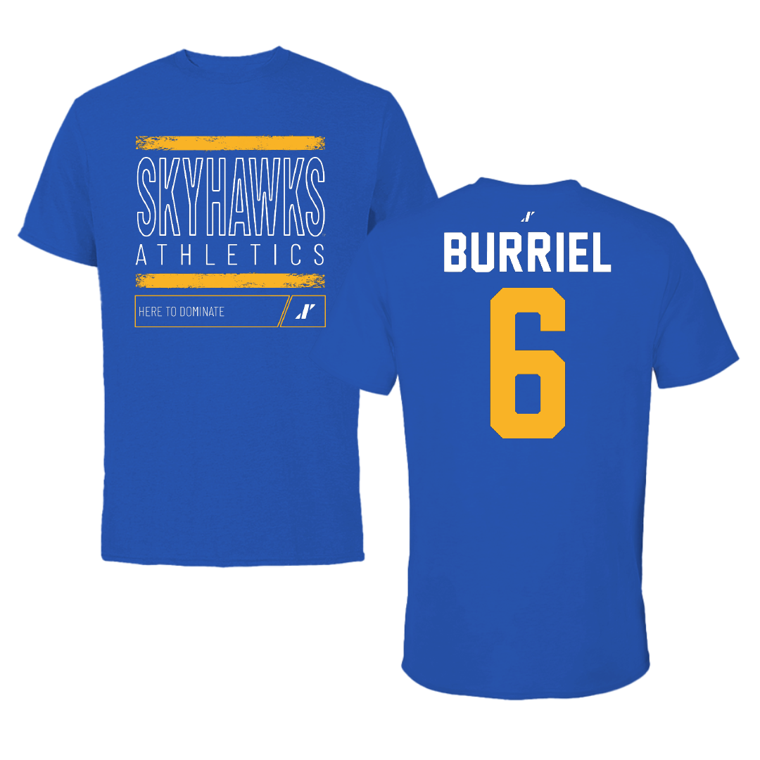 Fort Lewis College Softball Blue Dominate Tee - #6 Ashley Burriel