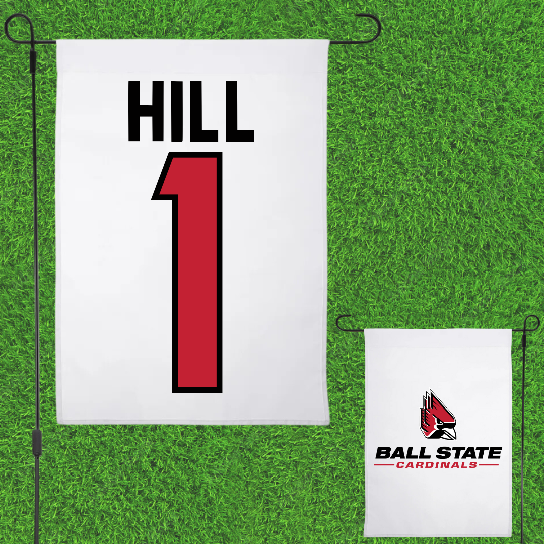Ball State University Basketball White Garden Flag - #1 Jermahri Hill
