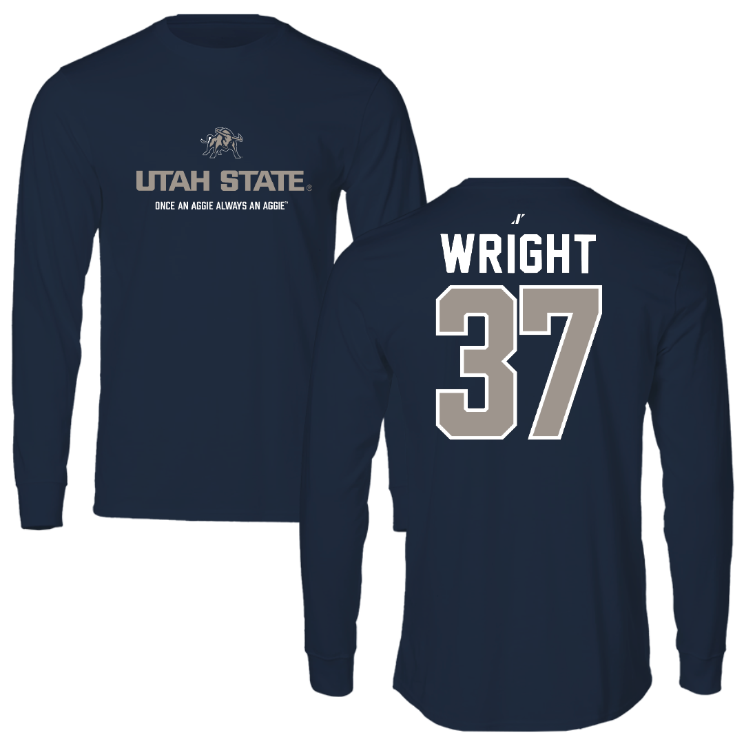 Utah State University Football Navy General Long Sleeve - #37 Jaeden Wright