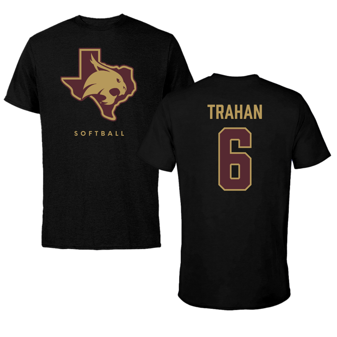 Texas State University Softball Black Performance Tee - #6 Ciara Trahan