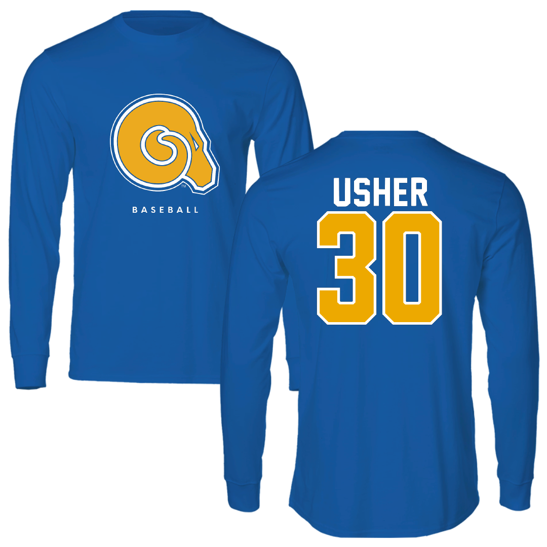 Albany State University Baseball Blue Long Sleeve - #30 Perry Usher