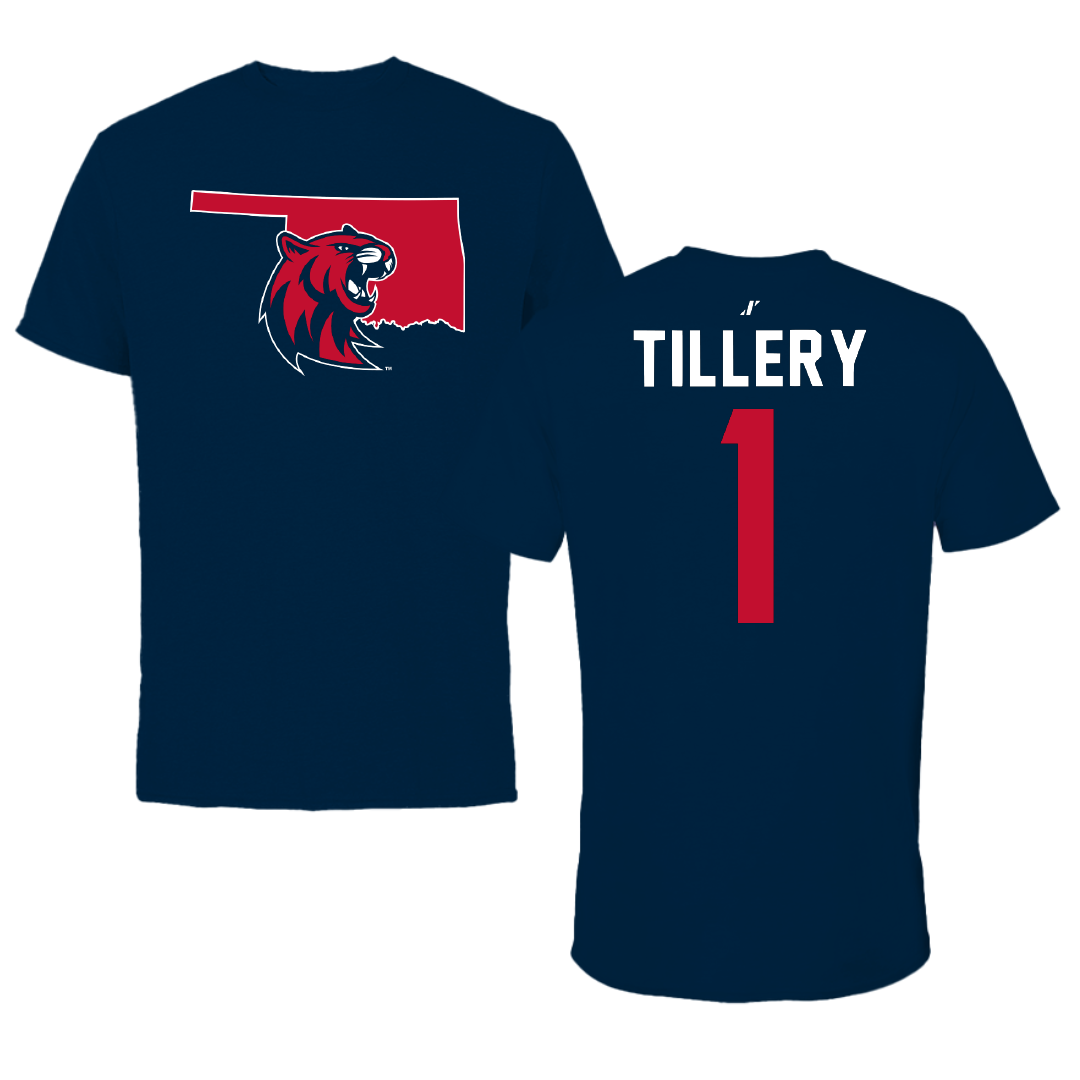 Rogers State University Basketball Navy State Tee - #1 Bryce Tillery